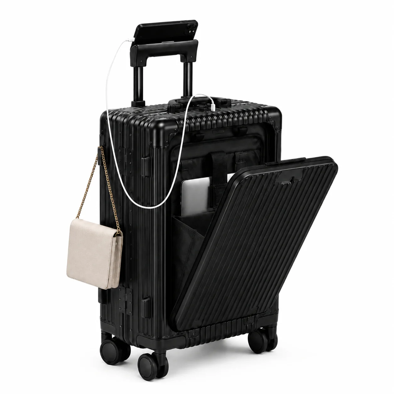 Valise Cabine Onyx — ouverture frontale laptop